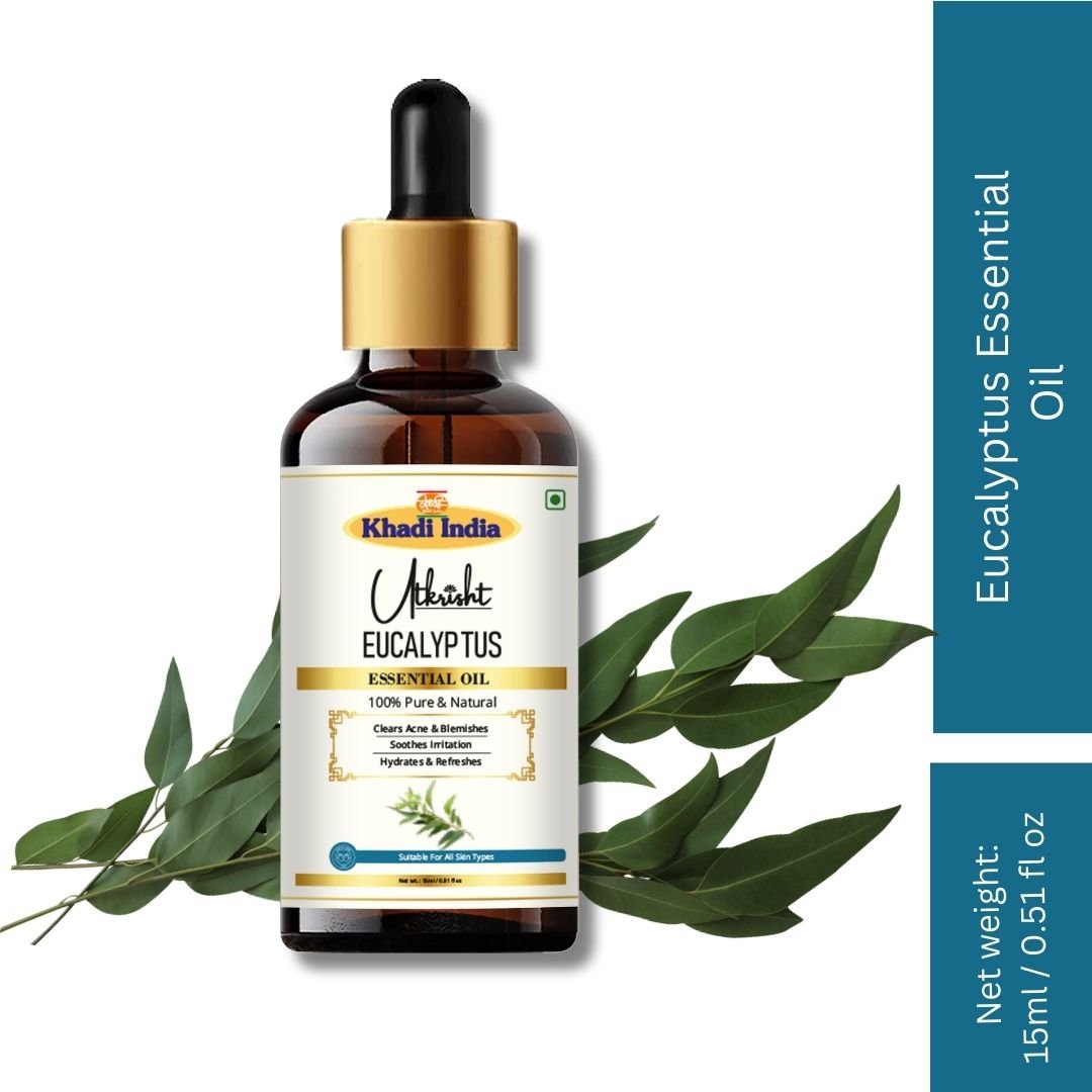 Utkrisht Khadi Pure Eucalyptus Essential Oil for Skin, Hair & Aromatherapy - 15ml - Image 2