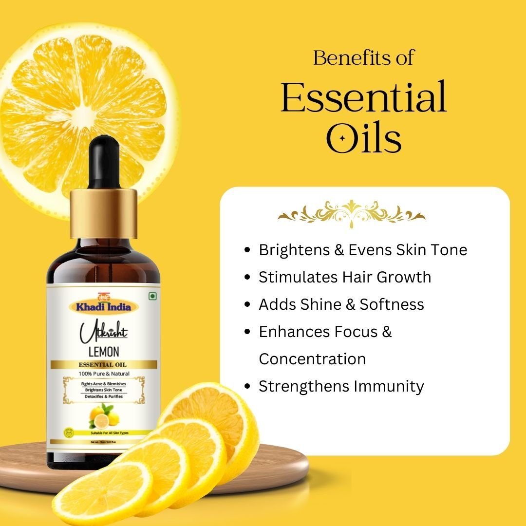 Utkrisht Khadi Pure Lemon Essential Oil for Skin, Hair & Aromatherapy - 15ml - Image 4