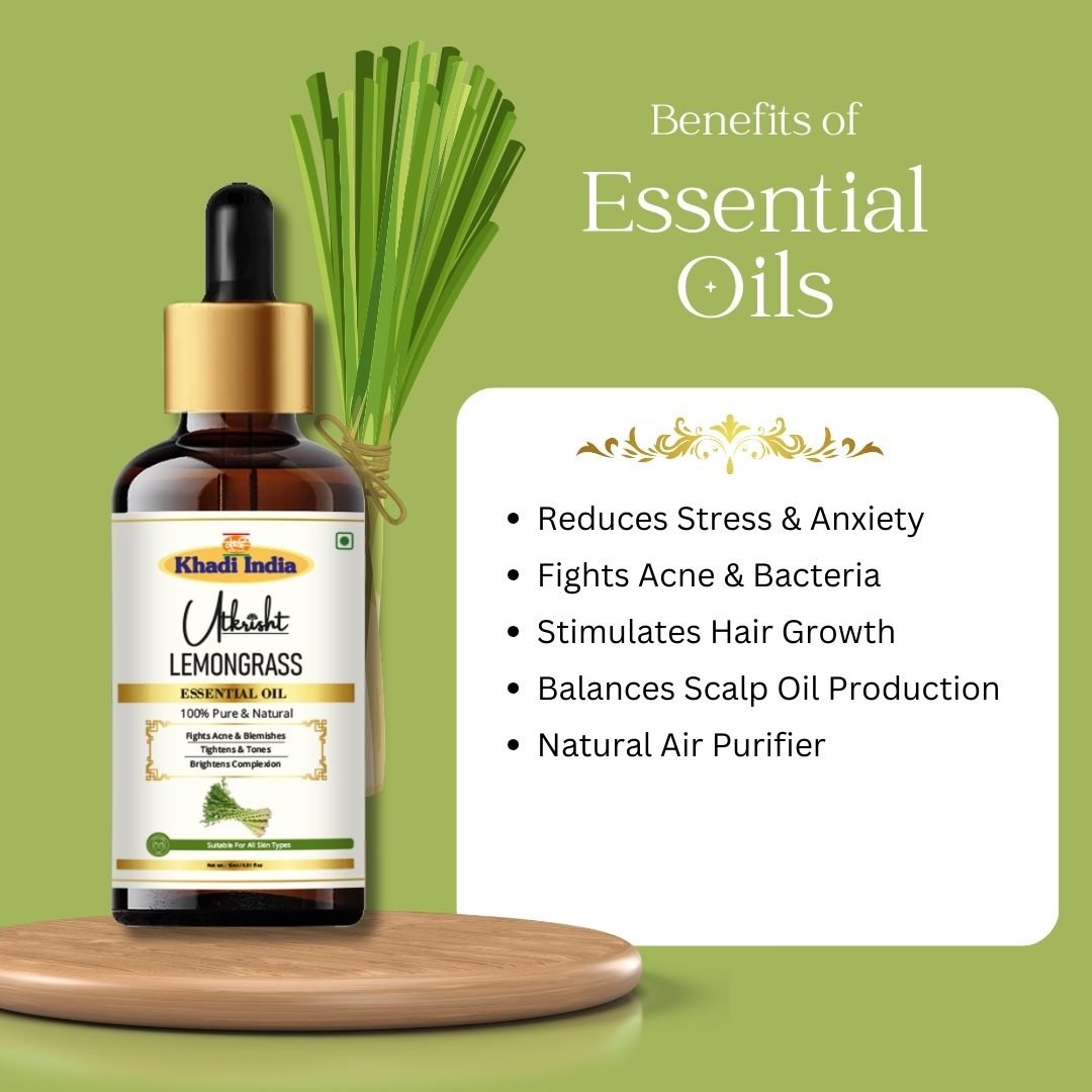Utkrisht Khadi Pure Lemongrass Essential Oil for Skin, Hair & Aromatherapy - 15ml - Image 4