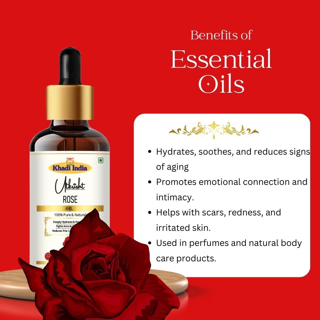 Utkrisht Khadi Rose Essential Oil – 15ml | Pure & Aromatic Skincare Oil - Image 4