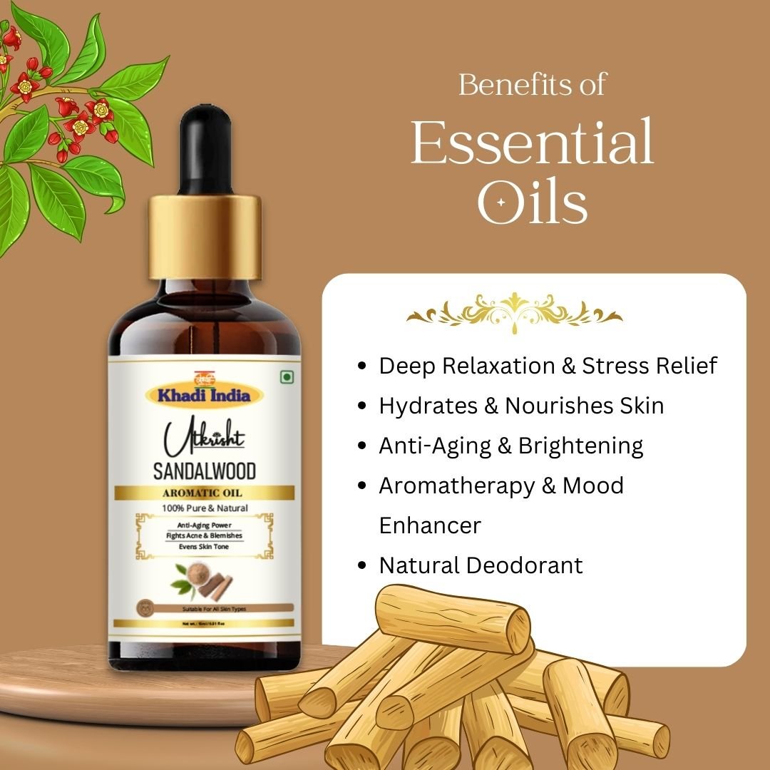 Utkrisht Khadi Sandalwood Essential Oil – 15ml | Pure & Calming Aromatherapy Oil - Image 4