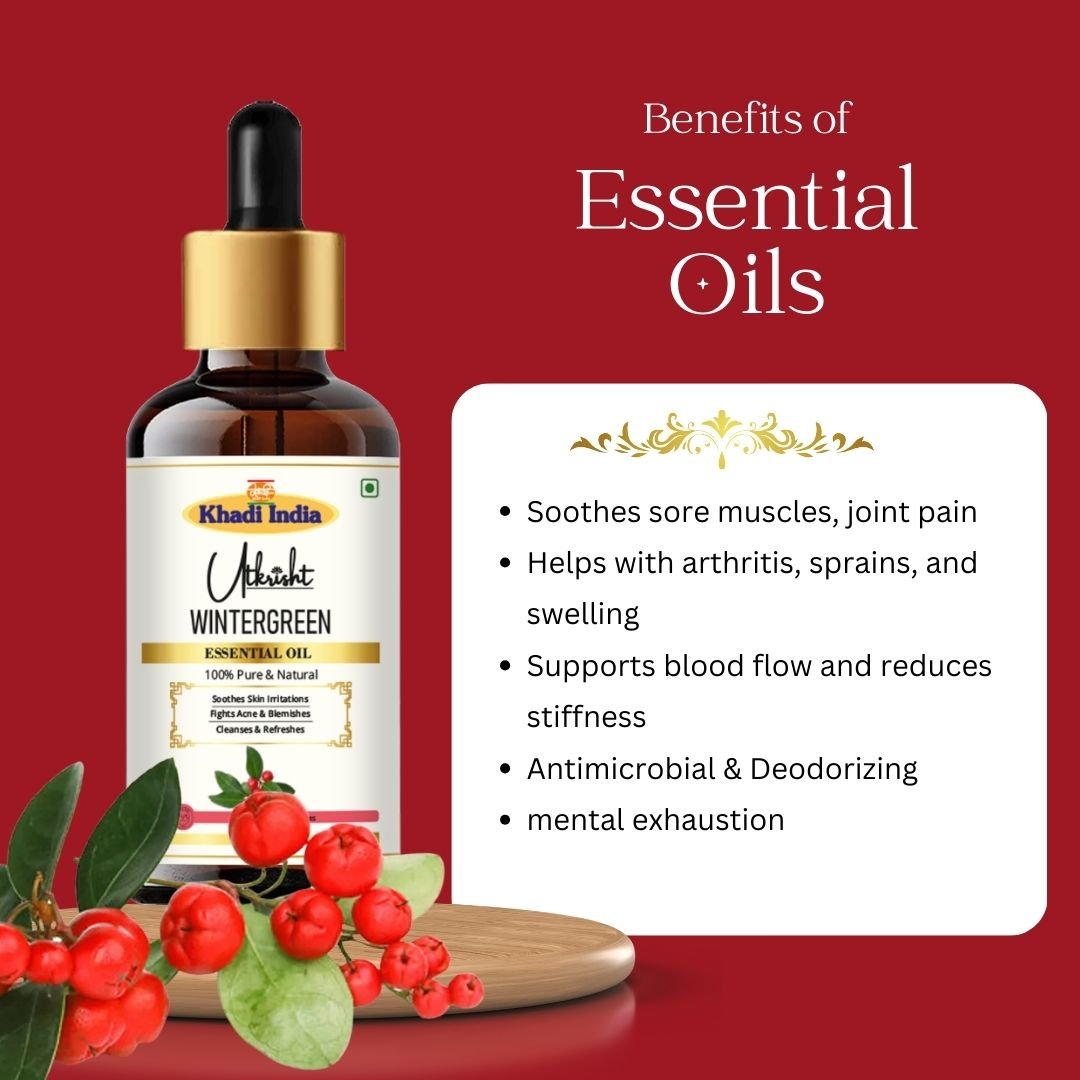 Utkrisht Khadi Wintergreen Essential Oil – 15ml | Pure & Soothing Aromatherapy Oil - Image 4