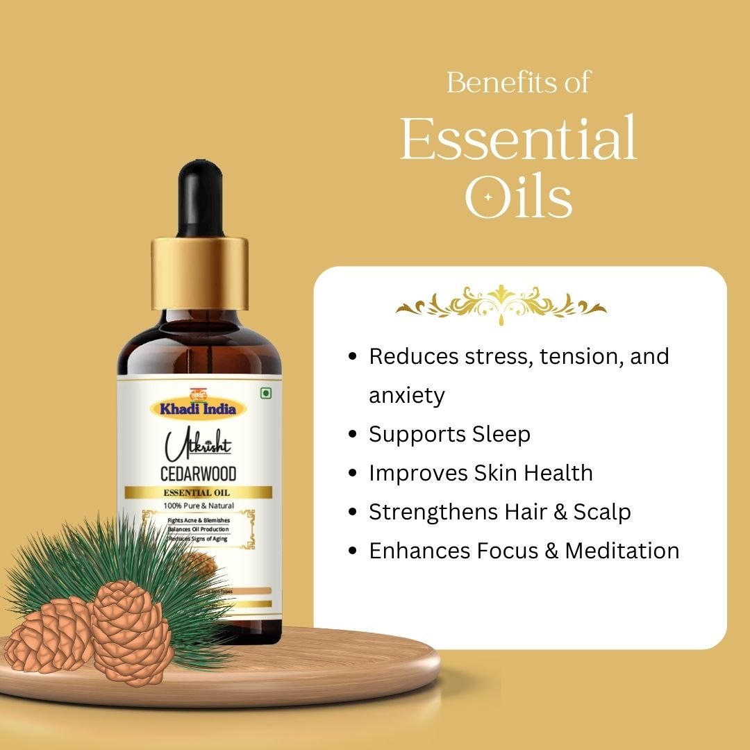 Utkrisht Khadi Cedarwood Essential Oil 15ml for Skin, Hair & Aromatherapy - 15ml - Image 4