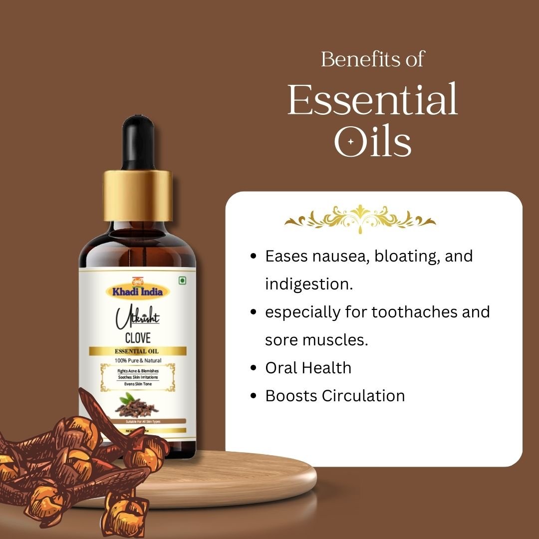 Utkrisht Khadi Pure Clove Essential Oil for Skin, Hair, Oral Care & Aromatherapy - 15ml - Image 4