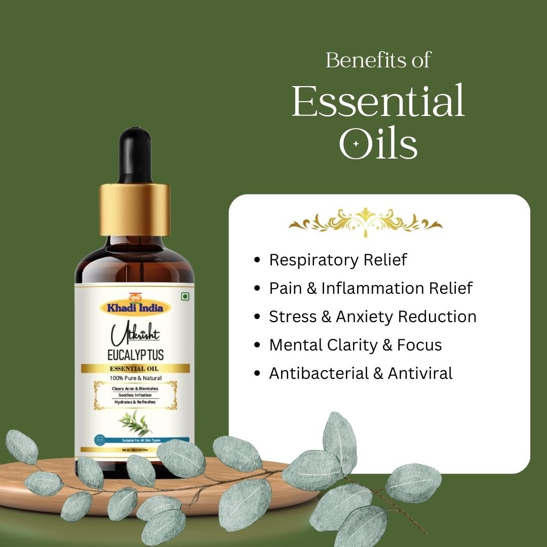 Utkrisht Khadi Pure Eucalyptus Essential Oil for Skin, Hair & Aromatherapy - 15ml - Image 4