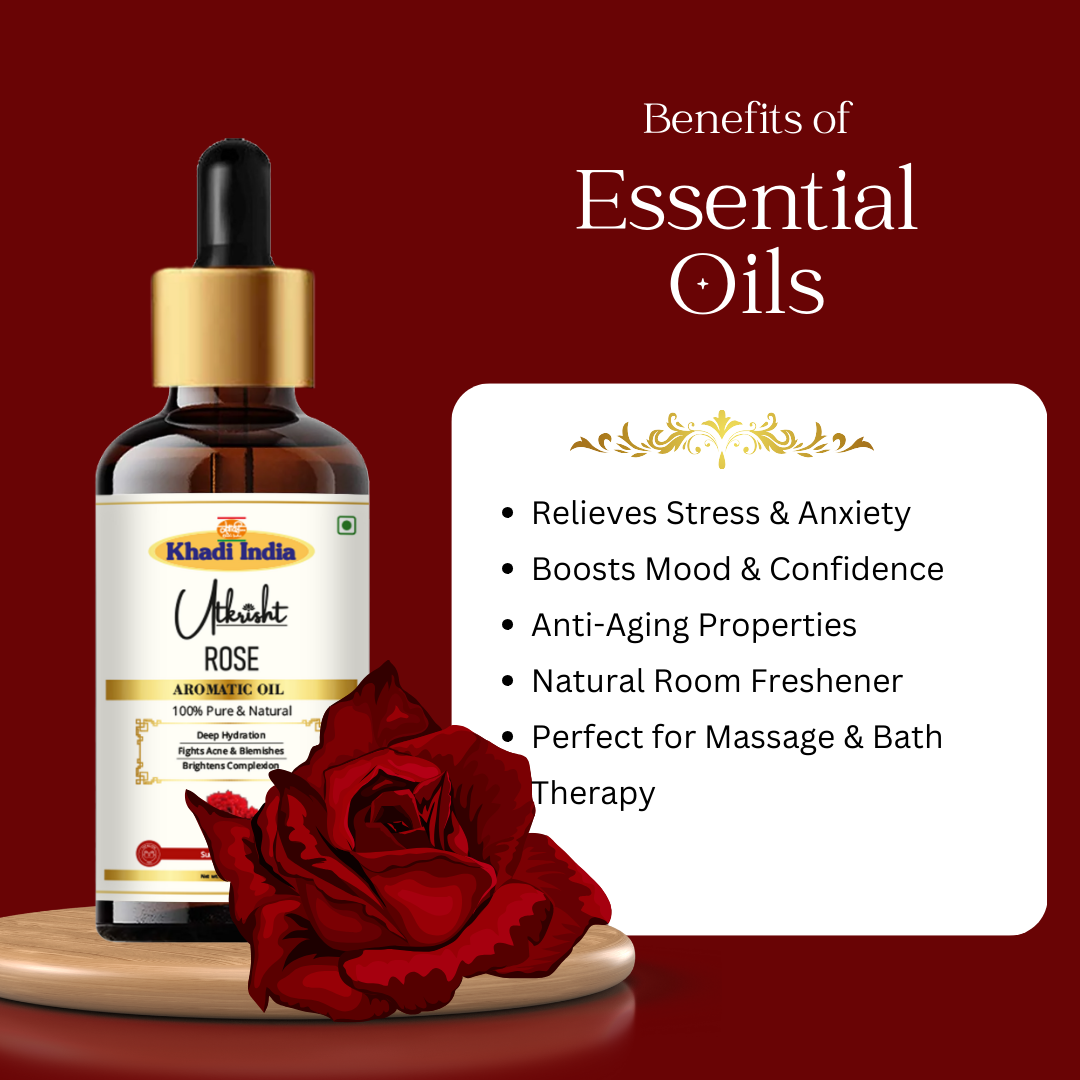 Utkrihst Khadi Premium Rose Aromatic Oil for Skin, Hair & Home Fragrance - 15ml - Image 4