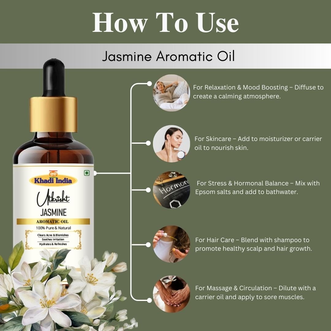 Utkrisht Khadi Pure Jasmine Essential Oil for Skin, Hair & Aromatherapy - 15ml - Image 5