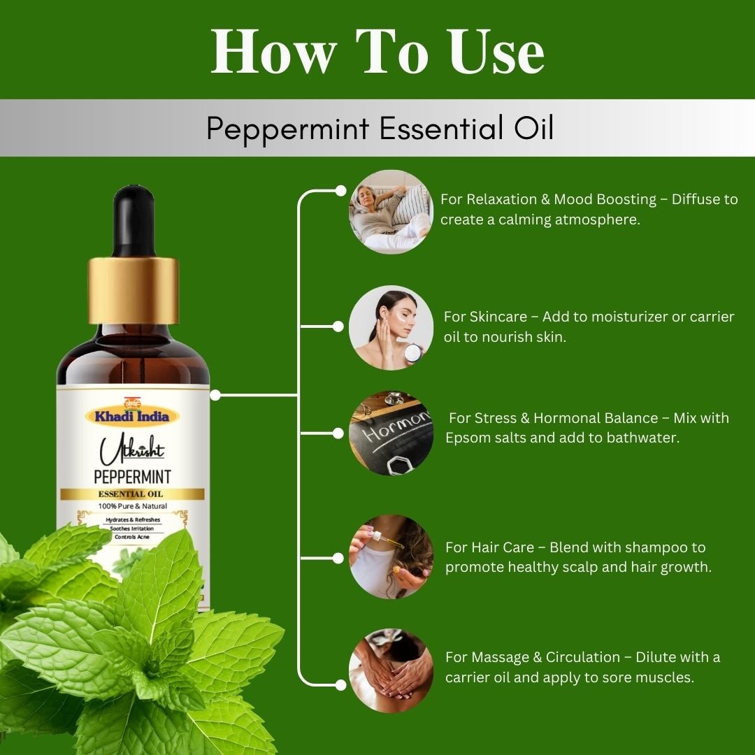 Utkrisht Khadi Peppermint Essential Oil – 15ml | Pure & Refreshing Aromatherapy Oil - Image 5