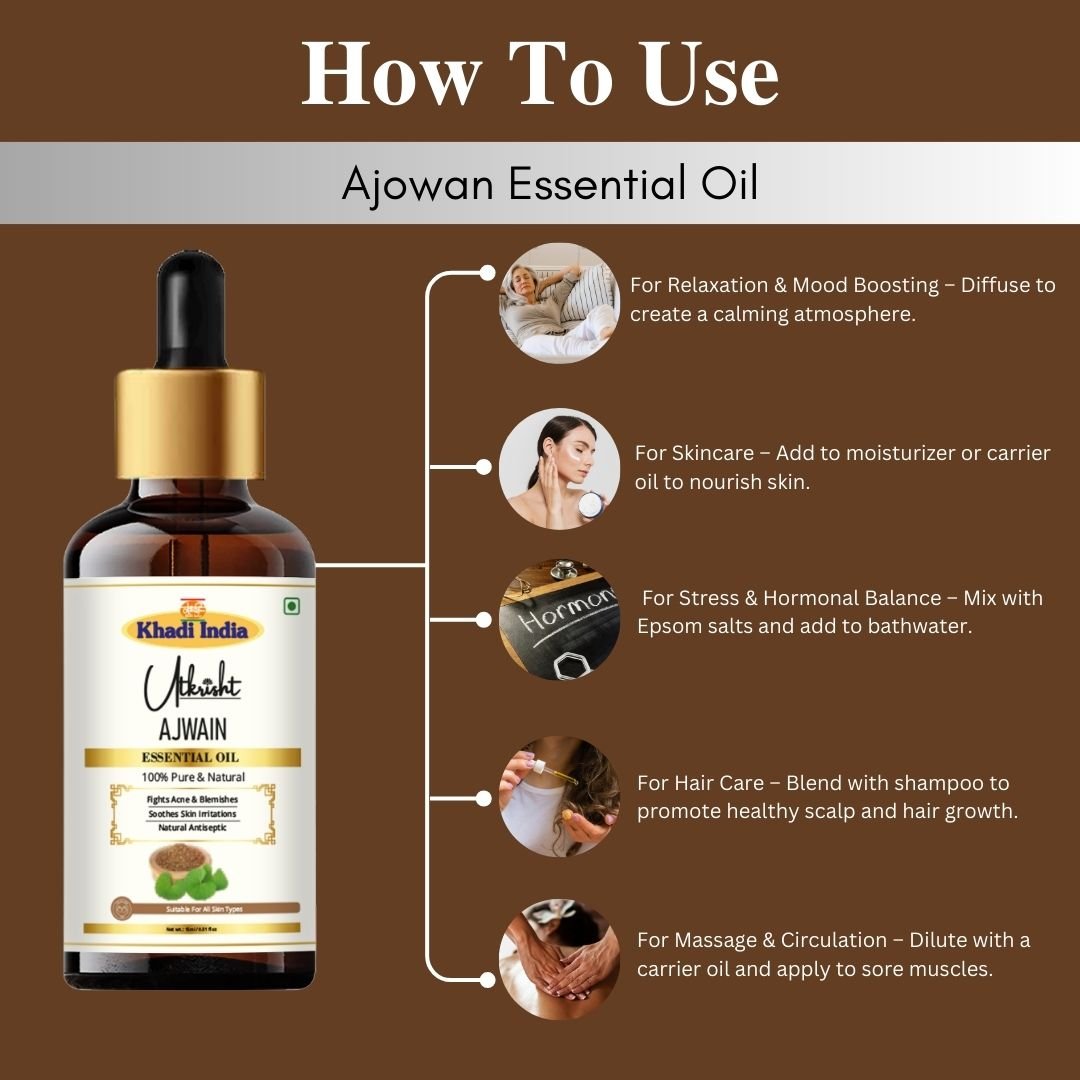 Utkrisht Khadi Ajwain Essential Oil 15ml for Skin, Hair & Aromatherapy - 15ml - Image 5