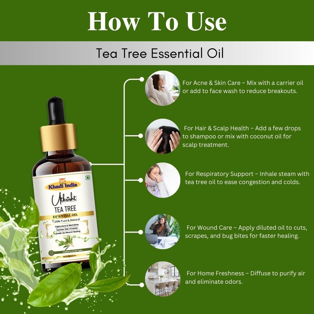 Utkrisht Khadi Tea Tree Essential Oil – 15ml | Pure & Natural Skincare Oil - Image 5