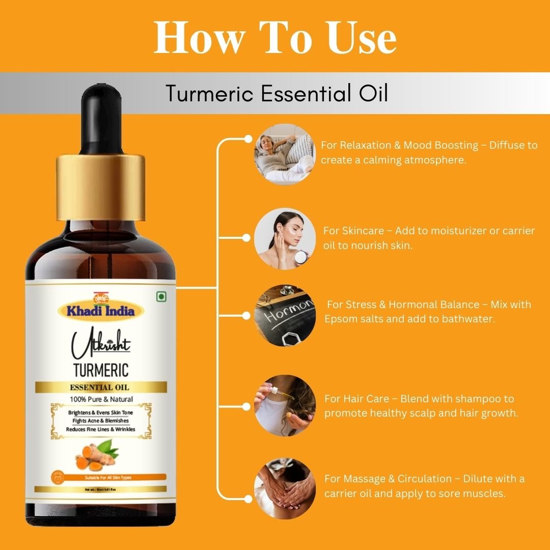 Utkrisht Khadi Turmeric Essential Oil – 15ml | Pure & Skin-Nourishing Oil - Image 5