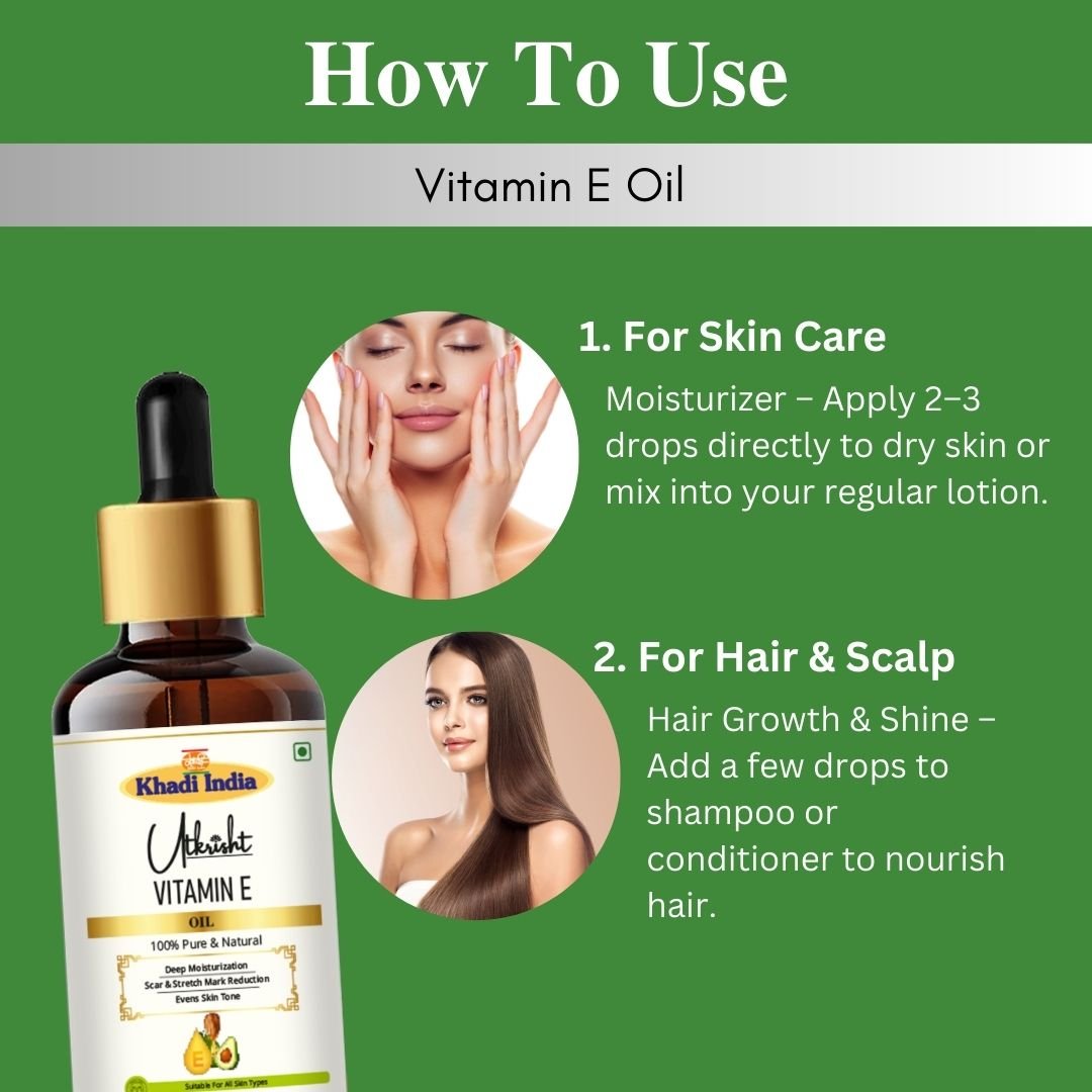 Utkrisht Khadi Vitamin E Oil – 15ml | Pure & Skin-Nourishing Antioxidant Oil - Image 5