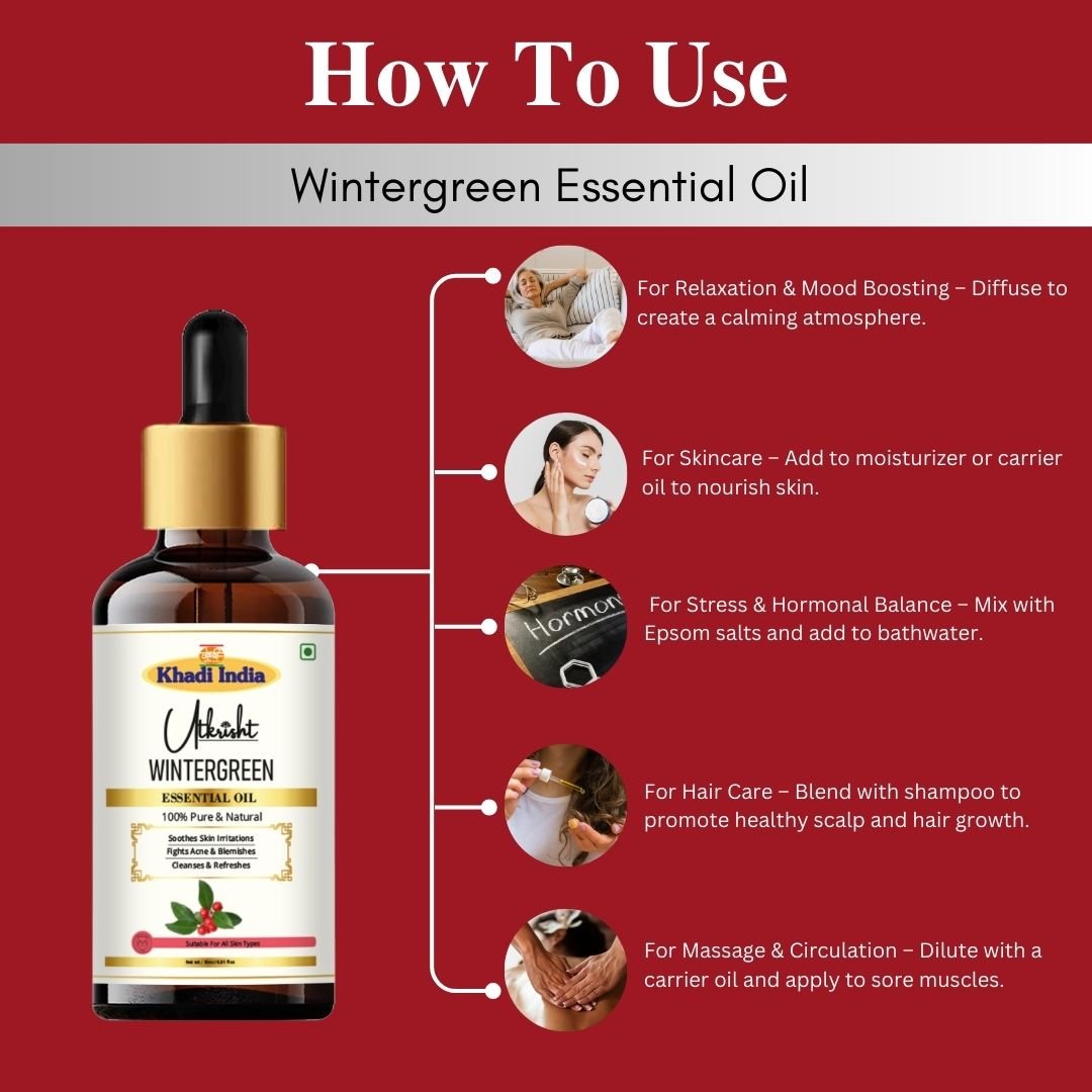 Utkrisht Khadi Wintergreen Essential Oil – 15ml | Pure & Soothing Aromatherapy Oil - Image 5