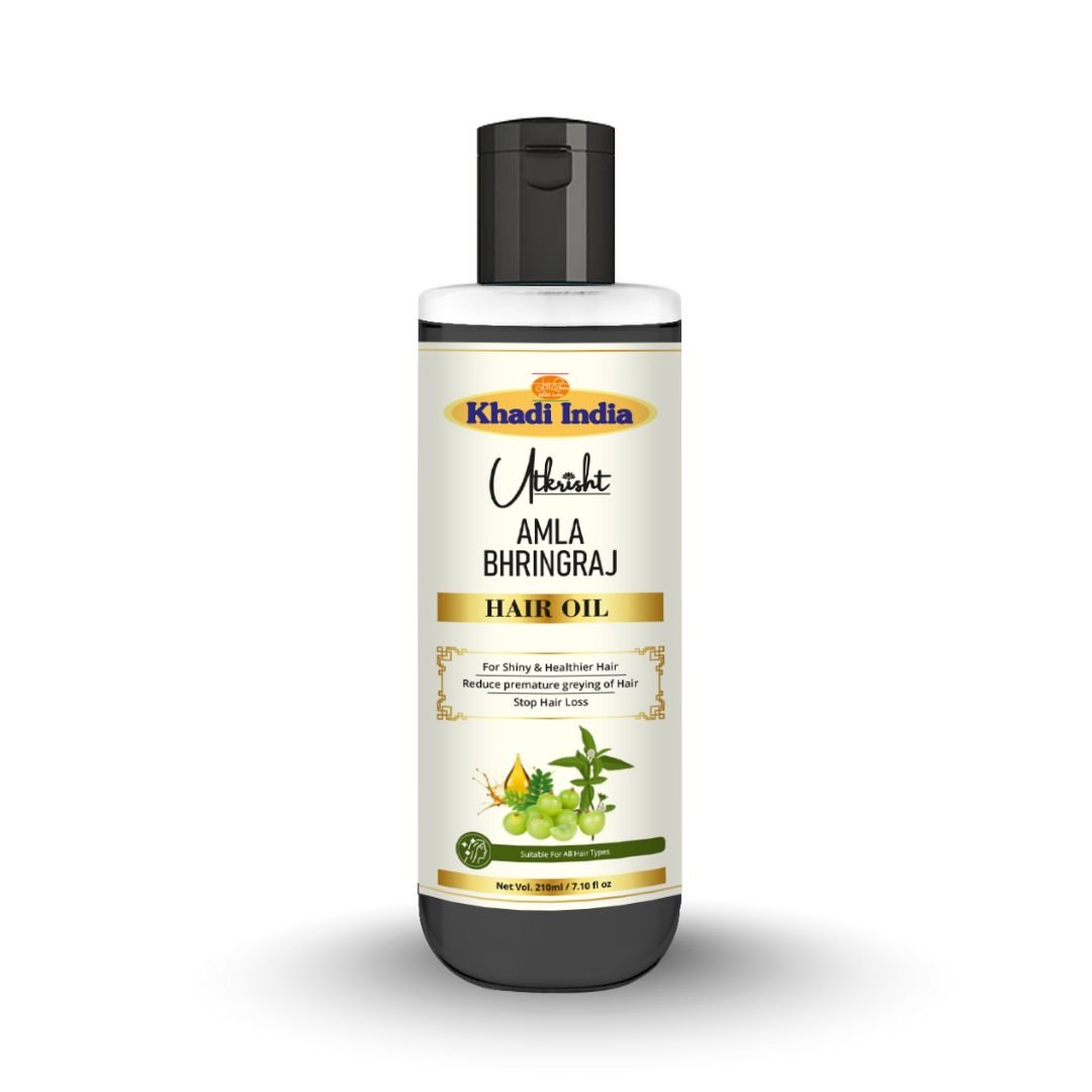Utkrihst Khadi Amla Bhringraj Hair Oil 210ml – Nourishing & Strengthening Hair Oil