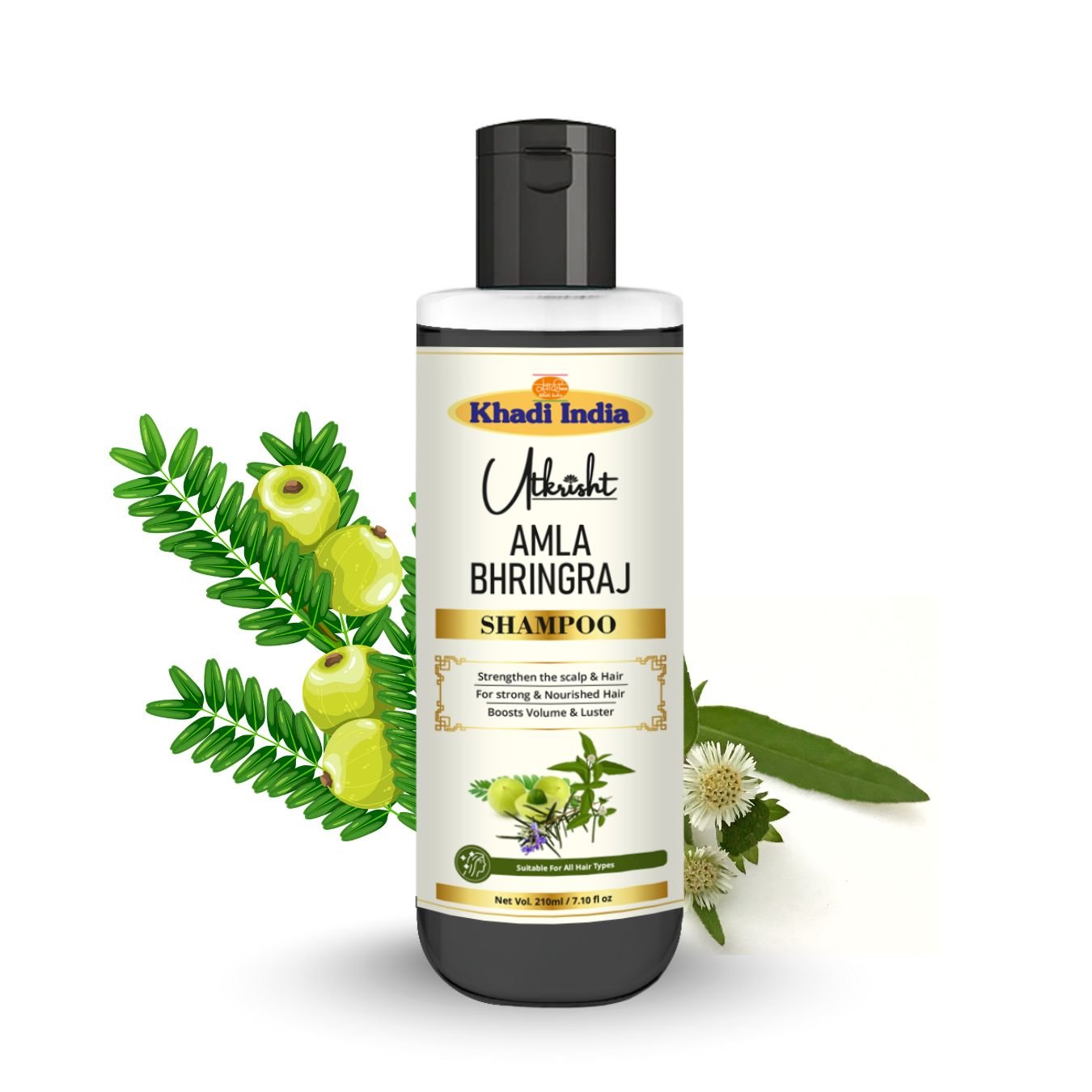 Utkrihst Khadi Amla Bhringraj Hair Shampoo 200ml – Herbal Hair Cleanser - Image 2