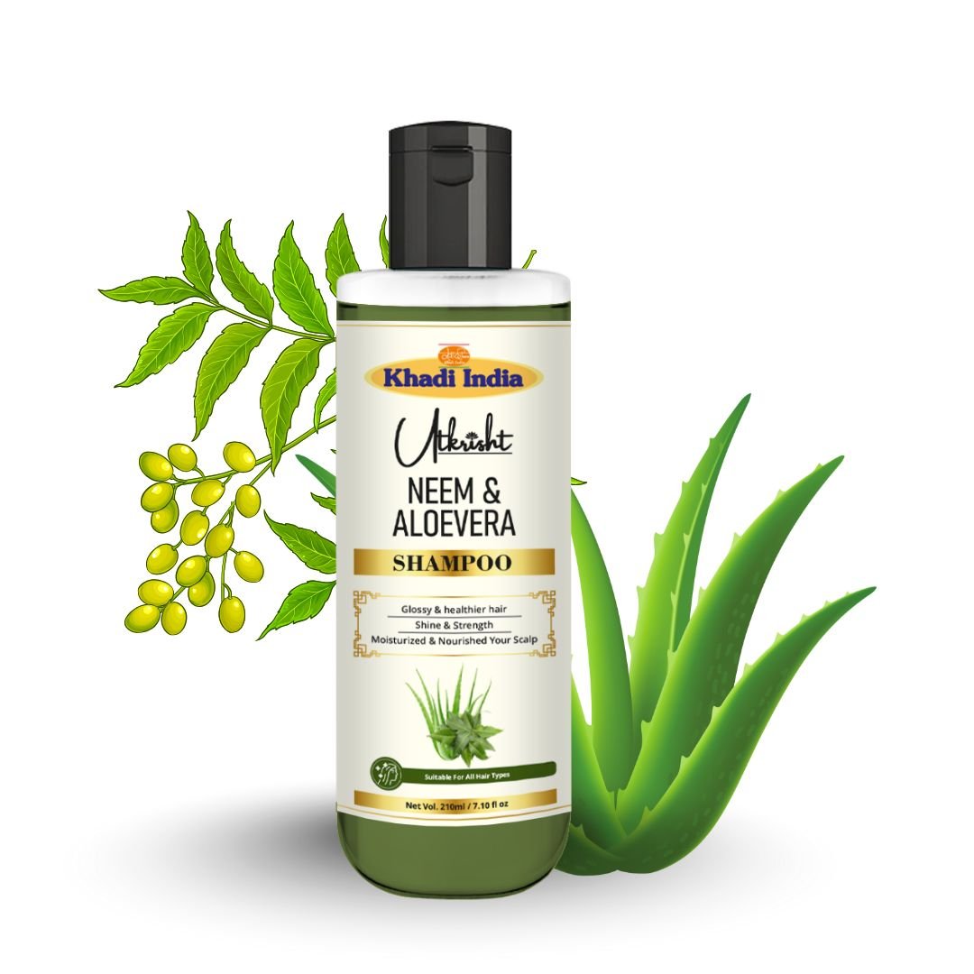 Utkrihst Khadi Neem and Aloe Vera Hair Shampoo 200ml – Herbal Scalp Care - Image 2