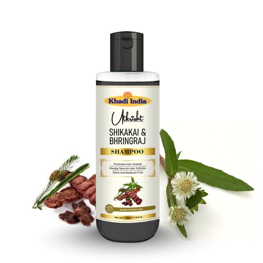 Utkrihst Khadi Shikakai and Bhringraj Hair Shampoo 210ml – Herbal Hair Care - Image 2