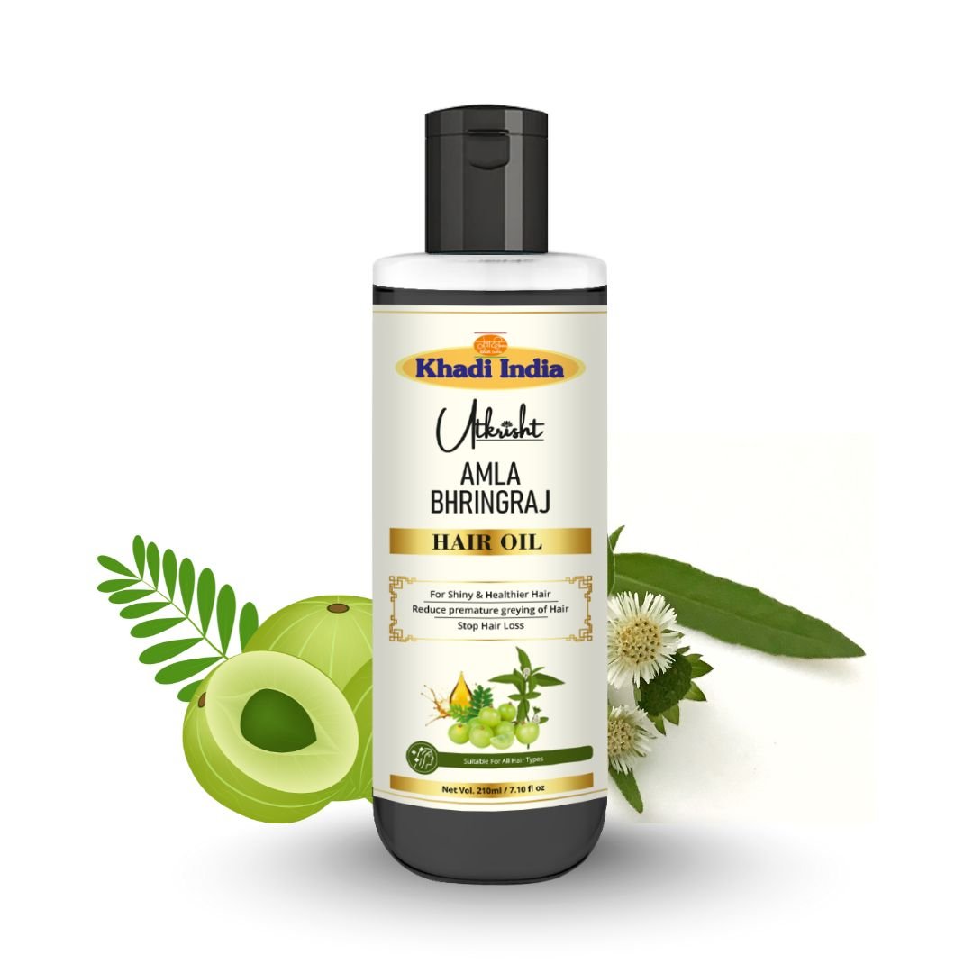 Utkrihst Khadi Amla Bhringraj Hair Oil 210ml – Nourishing & Strengthening Hair Oil - Image 2