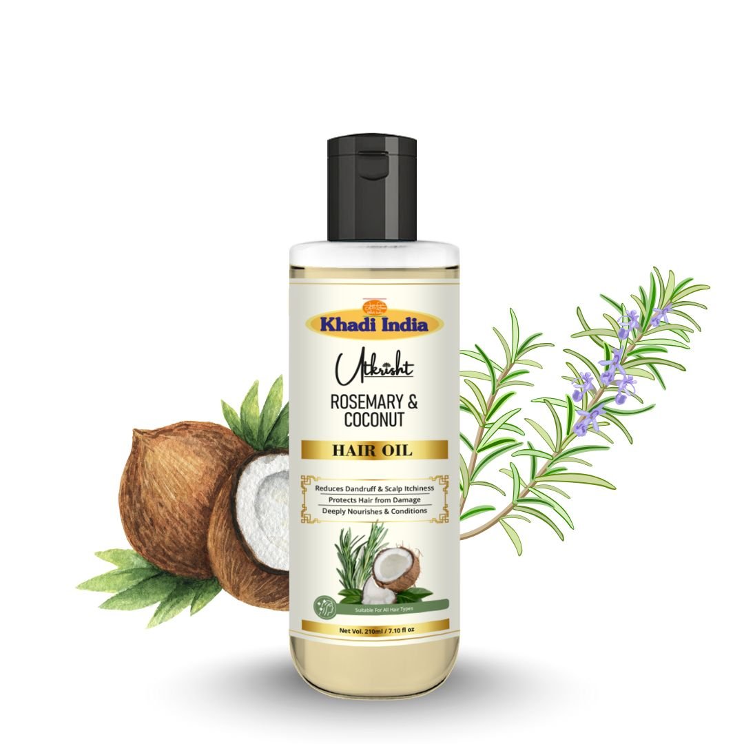 Utkrihst Khadi Rosemary & Coconut Hair Oil 210ml – Nourishing & Strengthening Hair Oil - Image 2