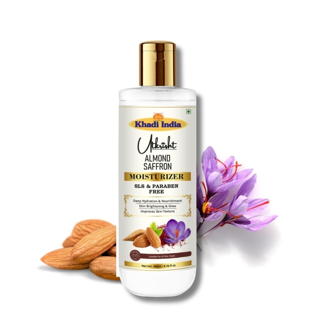Utkrisht Khadi Almond & Saffron Moisturizer for Soft, Radiant & Nourished Skin-200ml - Image 2