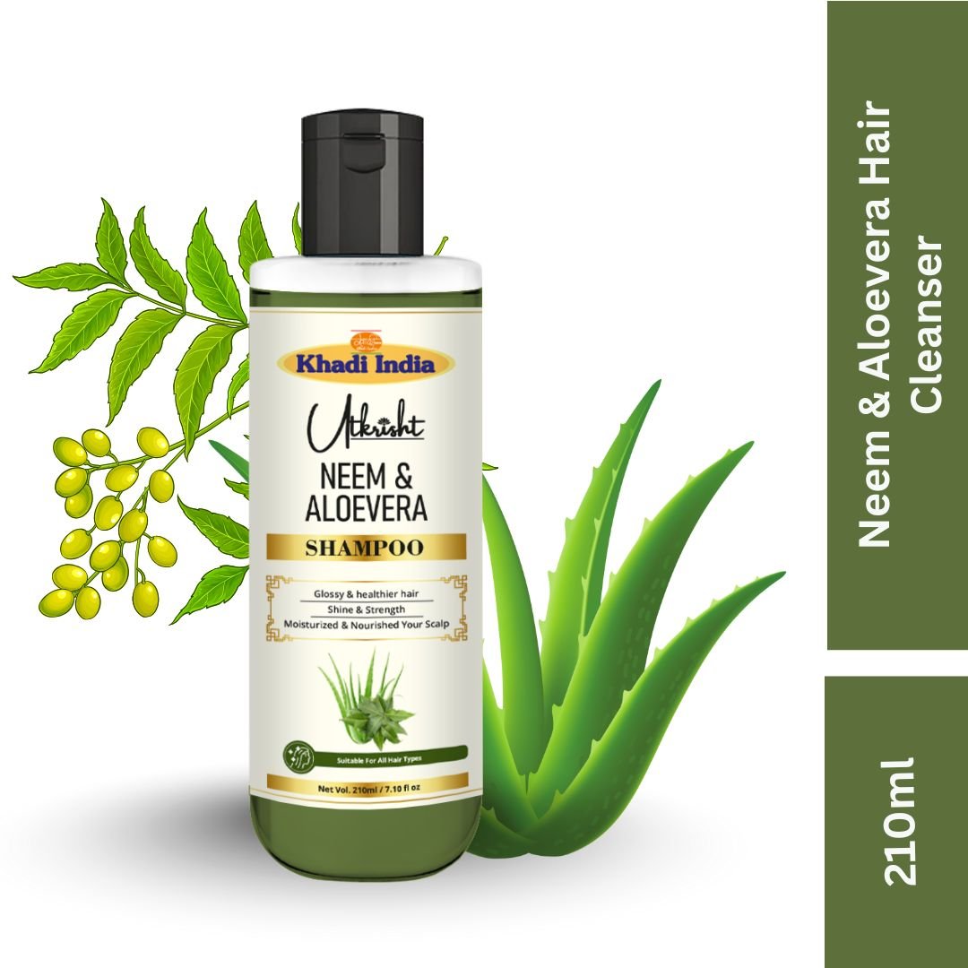 Utkrihst Khadi Neem and Aloe Vera Hair Shampoo 200ml – Herbal Scalp Care - Image 3