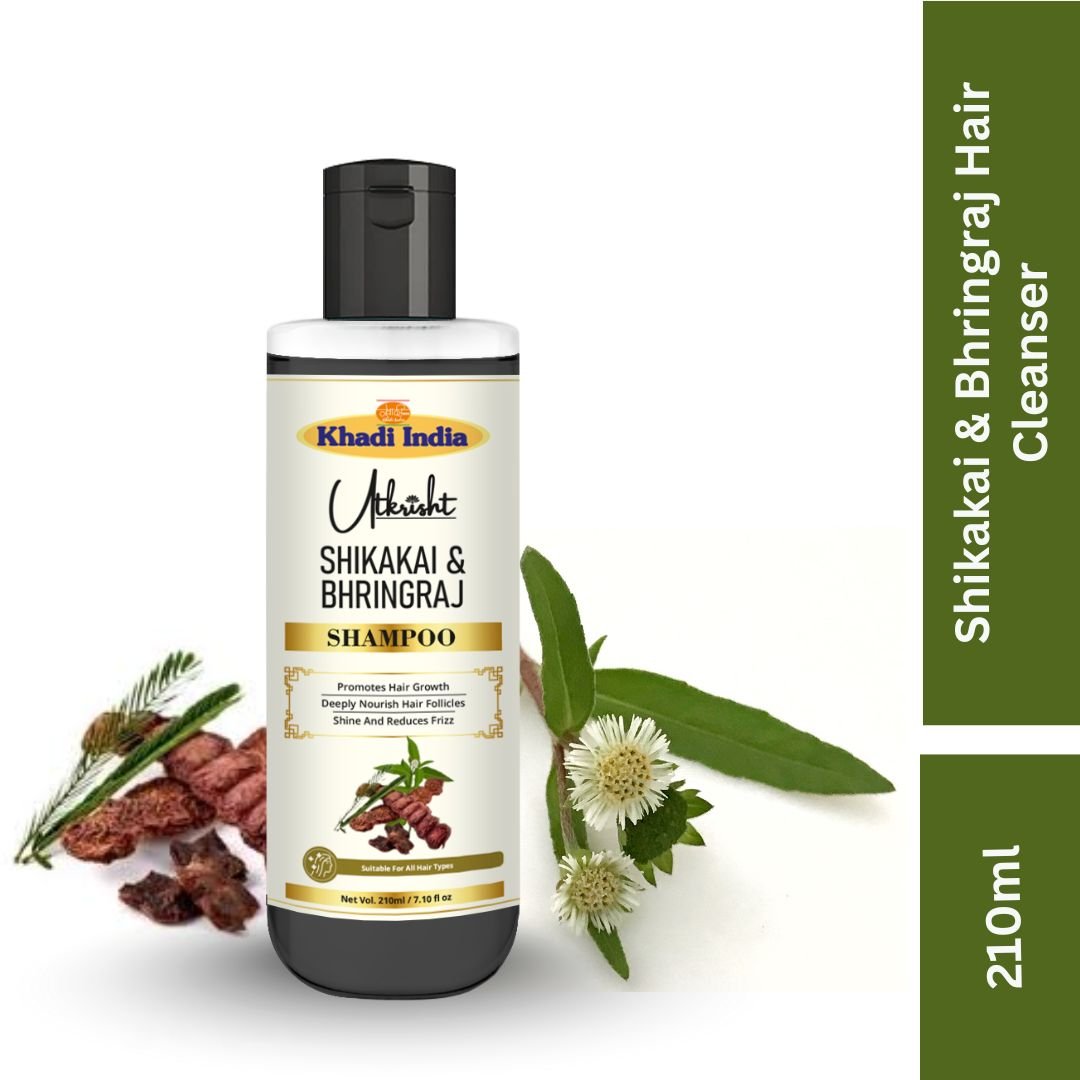 Utkrihst Khadi Shikakai and Bhringraj Hair Shampoo 210ml – Herbal Hair Care - Image 3