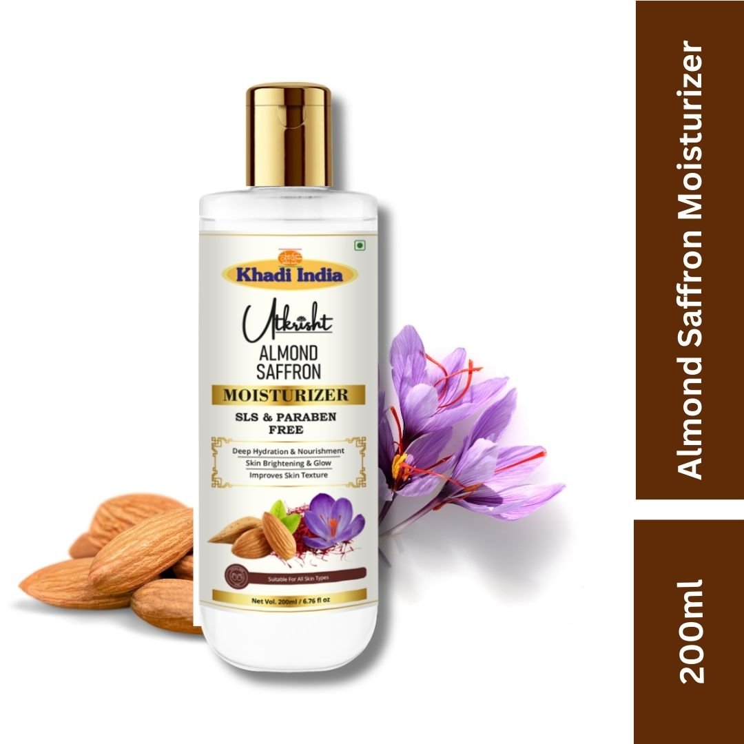 Utkrisht Khadi Almond & Saffron Moisturizer for Soft, Radiant & Nourished Skin-200ml - Image 3