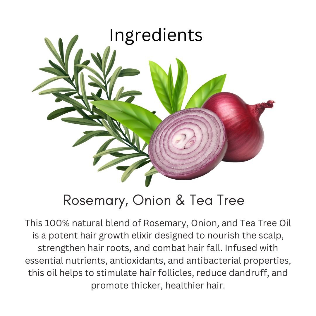 Utkrihst Khadi Rosemary, Onion & Tea Tree Hair Oil 210ml – Hair Growth & Strengthening Oil - Image 4