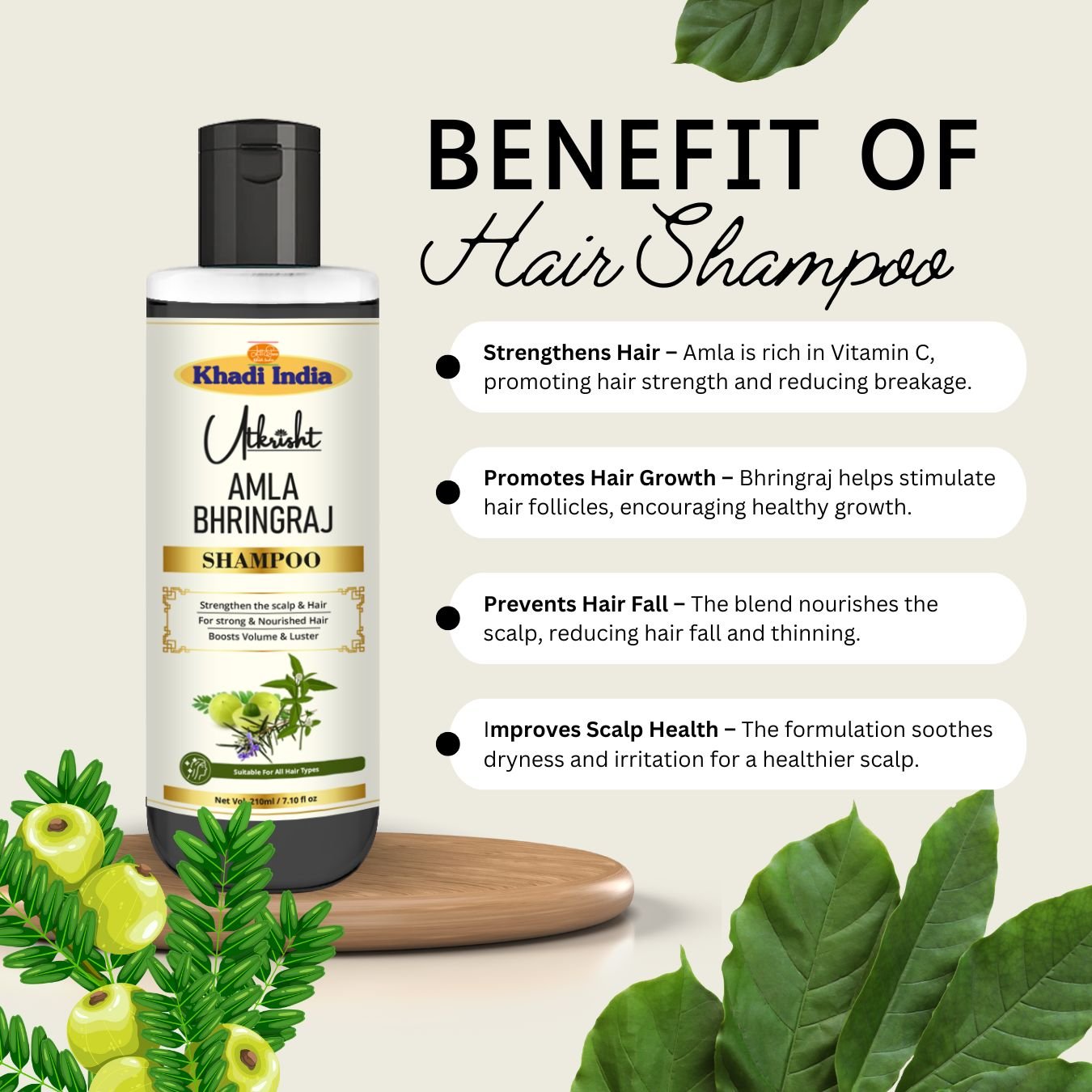 Utkrihst Khadi Amla Bhringraj Hair Shampoo 200ml – Herbal Hair Cleanser - Image 5