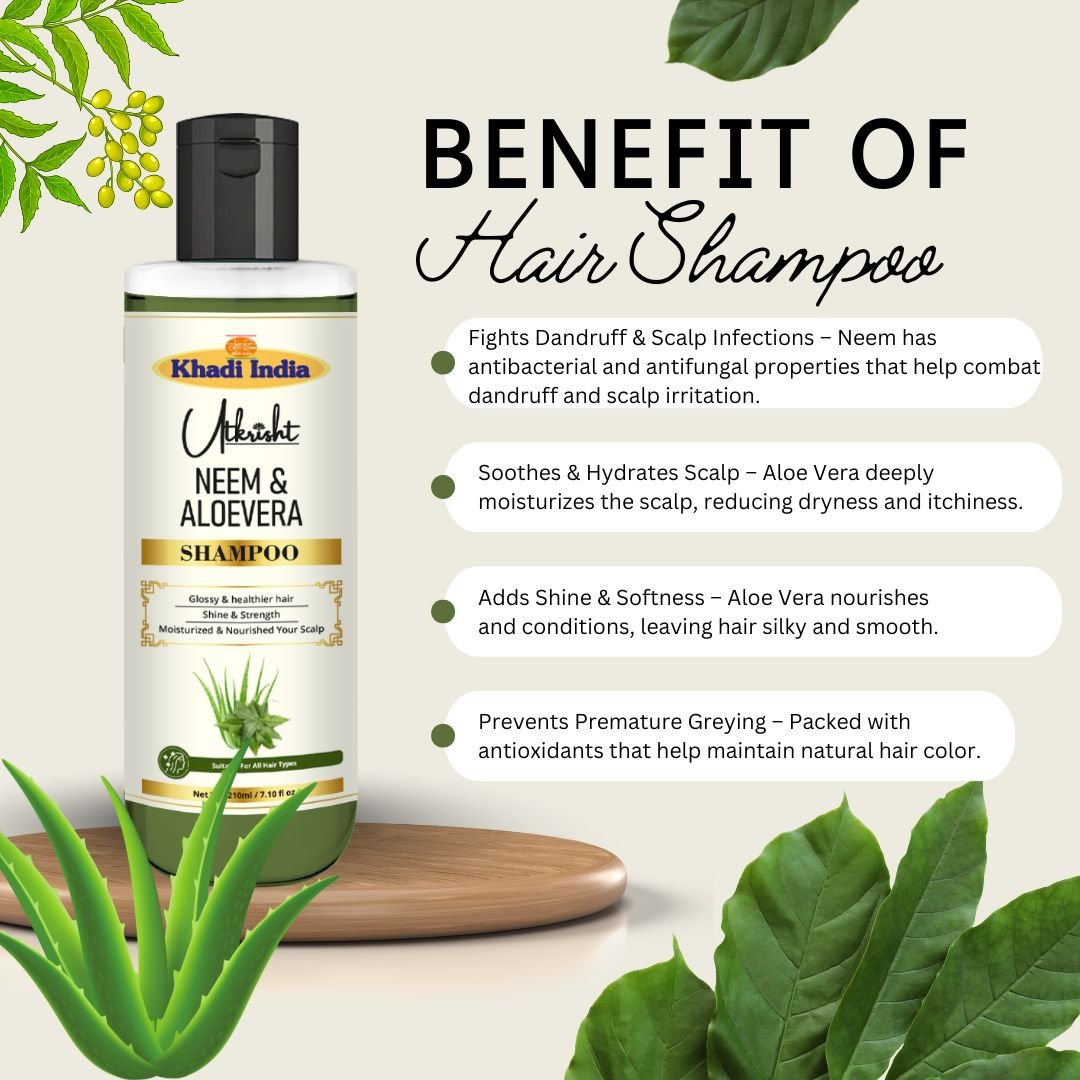 Utkrihst Khadi Neem and Aloe Vera Hair Shampoo 200ml – Herbal Scalp Care - Image 5