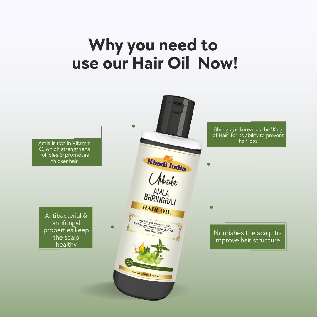 Utkrihst Khadi Amla Bhringraj Hair Oil 210ml – Nourishing & Strengthening Hair Oil - Image 5