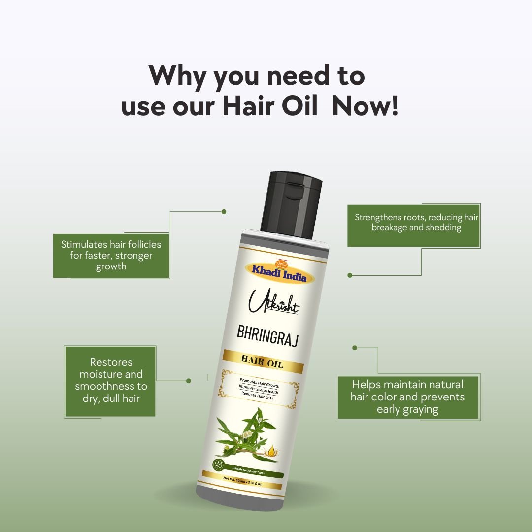 Utkrihst Khadi Bhringraj Hair Oil 100ml – Herbal Hair Nourishment & Strengthening-Pack OF 2 - Image 5