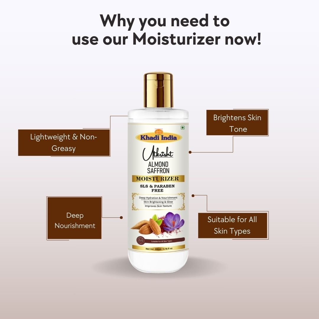 Utkrisht Khadi Almond & Saffron Moisturizer for Soft, Radiant & Nourished Skin-200ml - Image 5