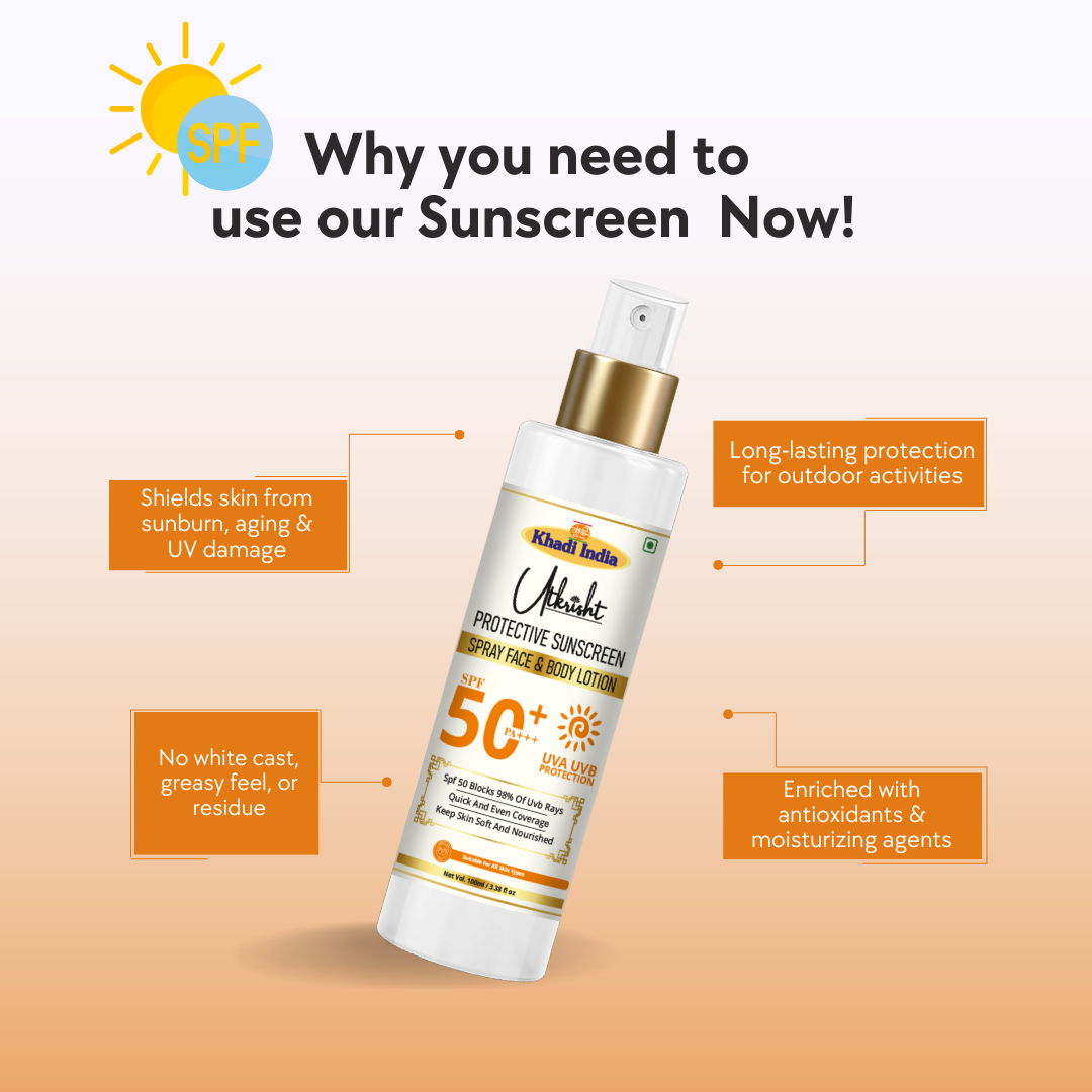 Utkrisht Khadi SPF 50 Face & Body Lotion for Broad Spectrum Sun Protection & Hydration-100ml - Image 4