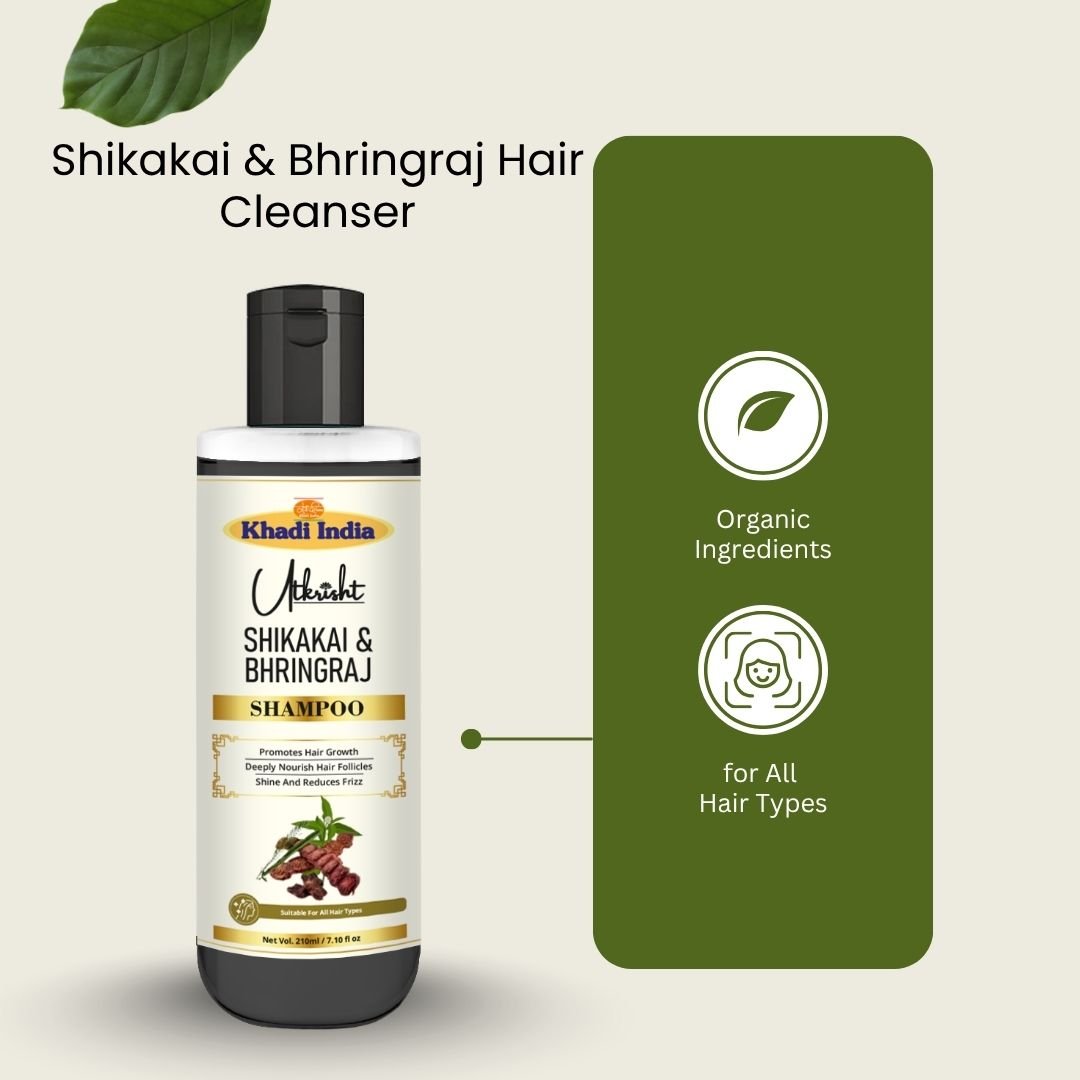 Utkrihst Khadi Shikakai and Bhringraj Hair Shampoo 210ml – Herbal Hair Care - Image 7