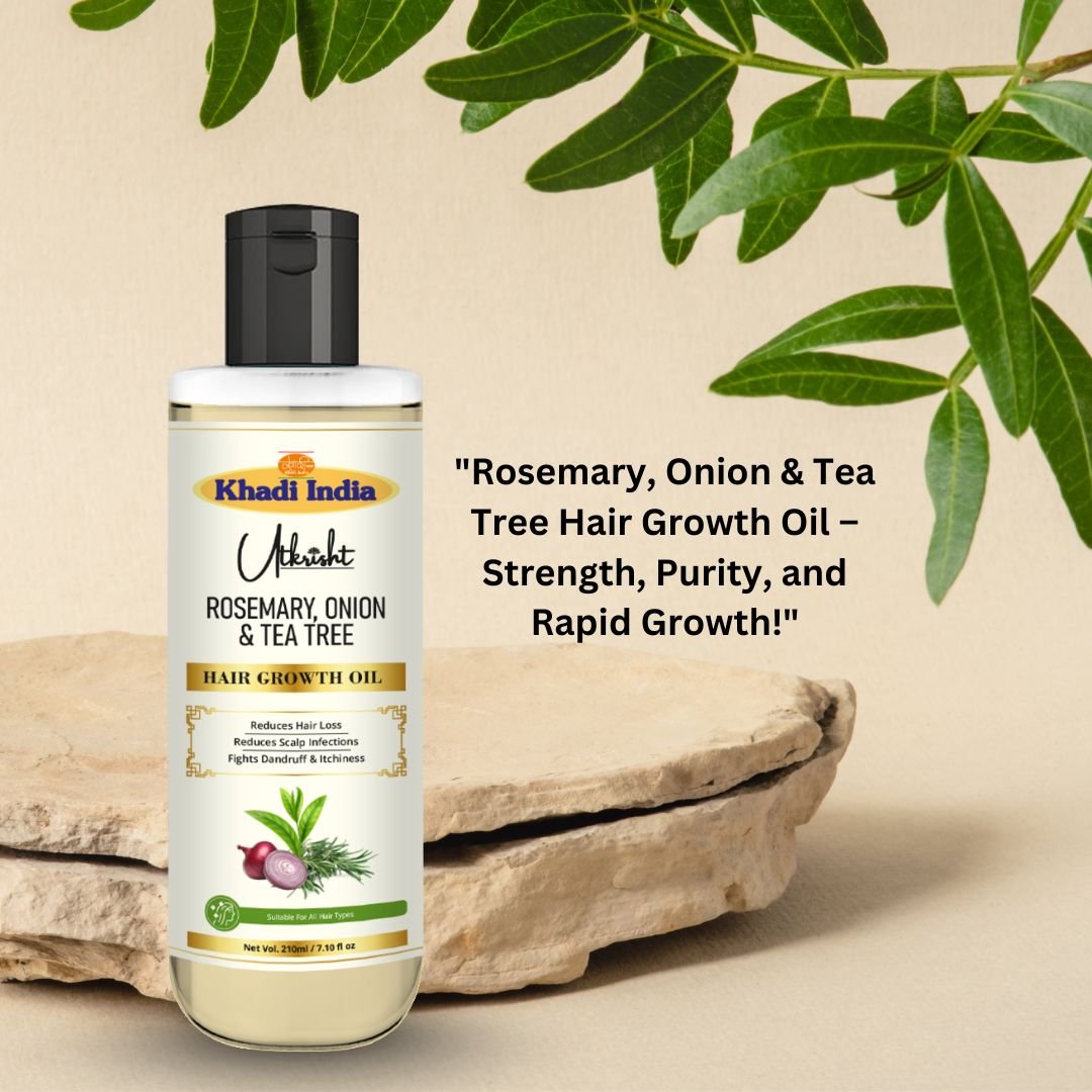 Utkrihst Khadi Rosemary, Onion & Tea Tree Hair Oil 210ml – Hair Growth & Strengthening Oil - Image 7