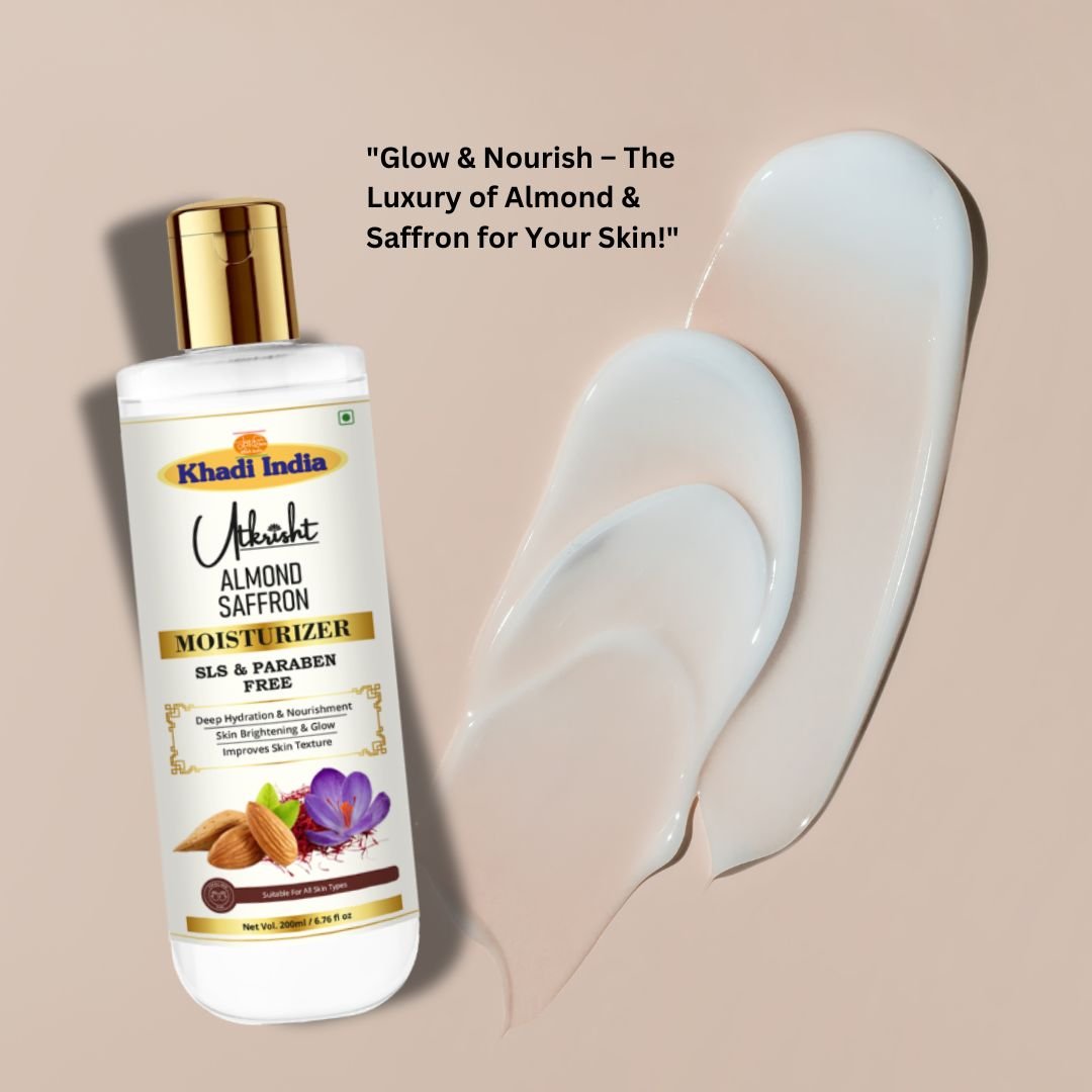 Utkrisht Khadi Almond & Saffron Moisturizer for Soft, Radiant & Nourished Skin-200ml - Image 7