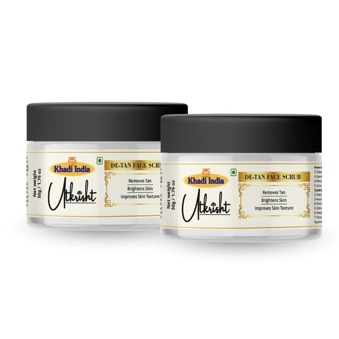 Utkrihst Khadi De-Tan Face Scrub 50gm – Brightening & Exfoliating Cleanser-Pack of 2