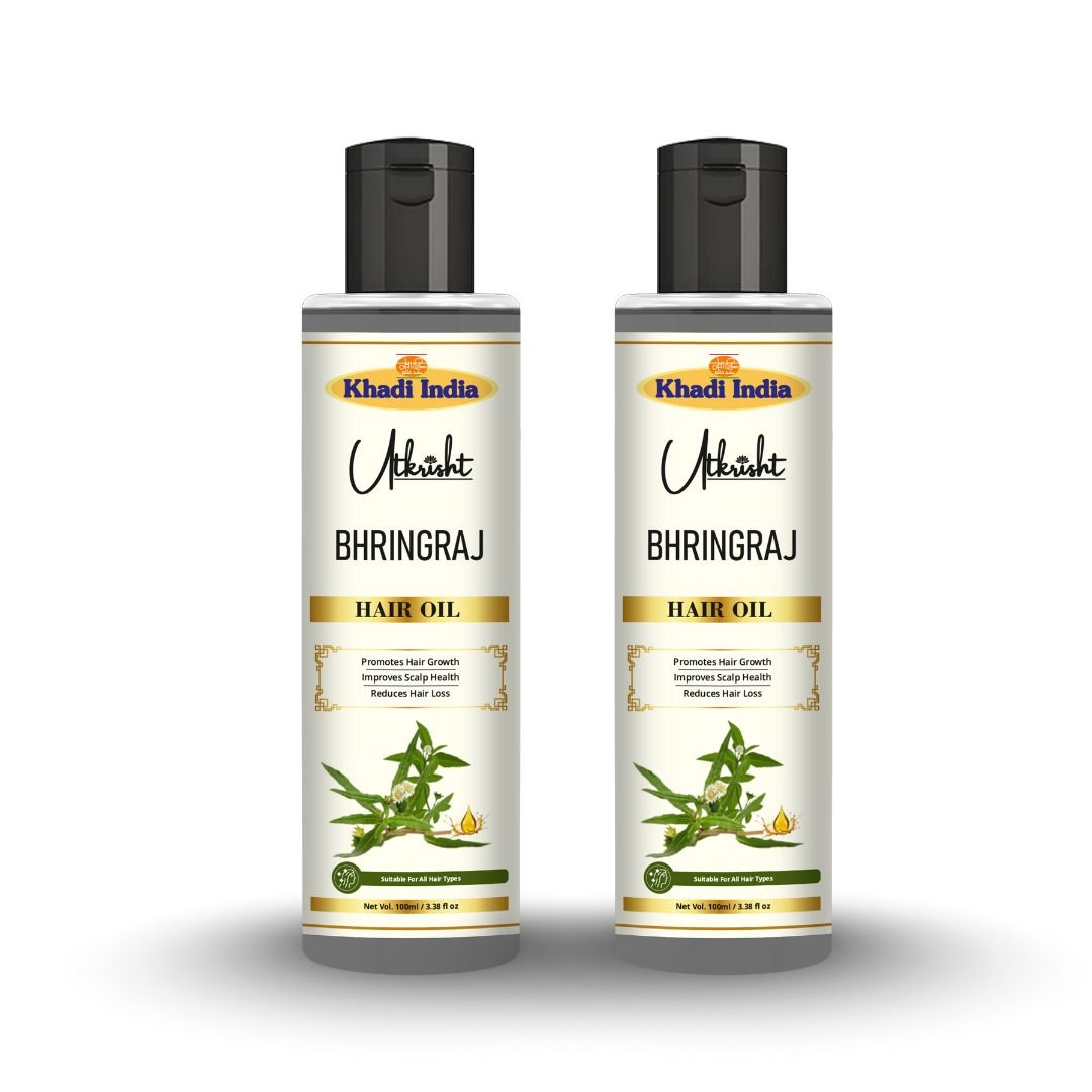 Utkrihst Khadi Bhringraj Hair Oil 100ml – Herbal Hair Nourishment & Strengthening-Pack OF 2